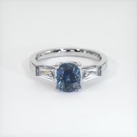 1.18 Ct. Greenish Blue Sapphire Ring, Platinum 950 1